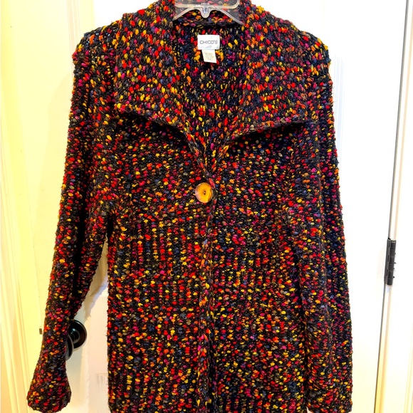 Chicos Multi-Colored Long Cardigan Size 1 - Picture 1 of 4